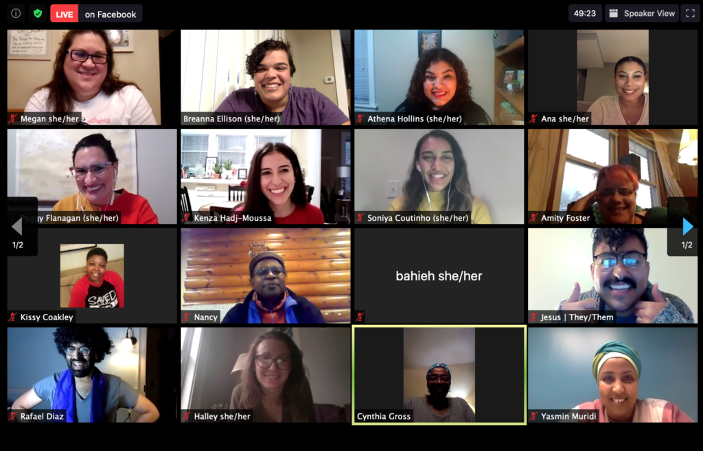 A screenshot of our virtual Women of Color roundtable discussion with Lt. Governor Peggy Flanagan. The image is a grid of smiling participants in the Zoom gallery.